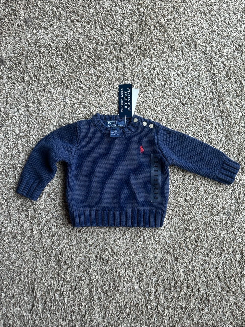 Polo by Ralph Lauren Navy Knit Sweater with Red Pony